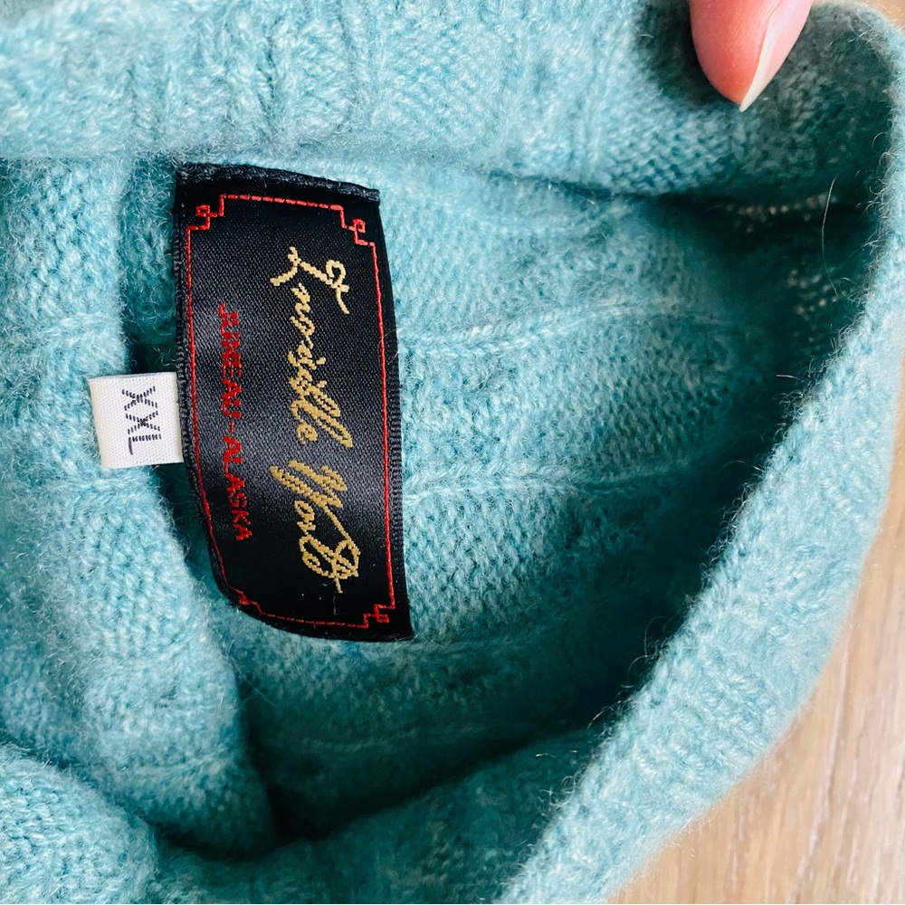 Invisible World Woman’s Cashmere cable knit Soft Green Sweater XXL luxurious - Picture 3 of 7